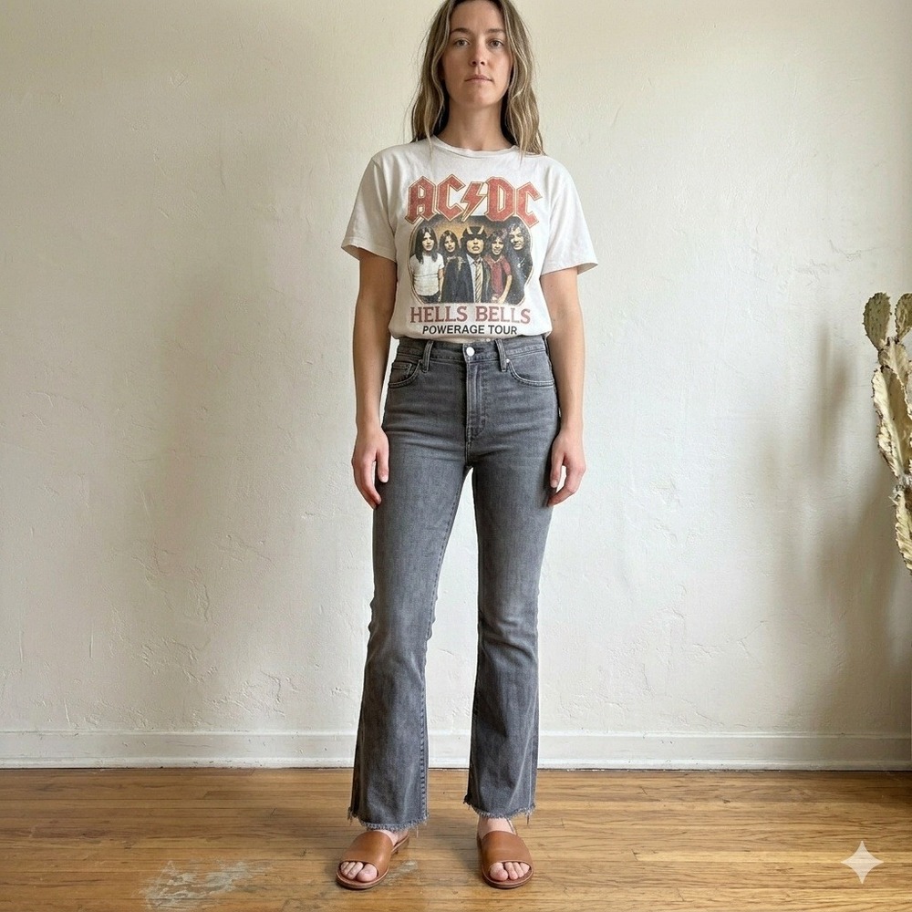 Mother The Hustler Ankle Fray Jeans Womens 26 Lightning‎ Up Lanterns Gray Wash